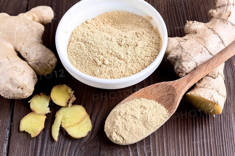 High angle ginger condiment concept