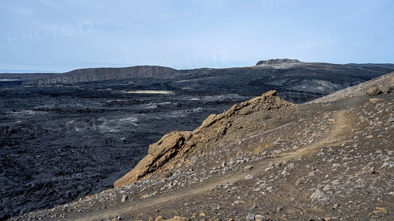 Fagradalsfjall volcano and cooled lava
