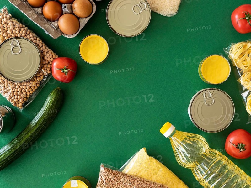 Top view bunch fresh food donation