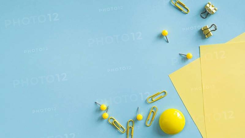 Yellow office supplies desk