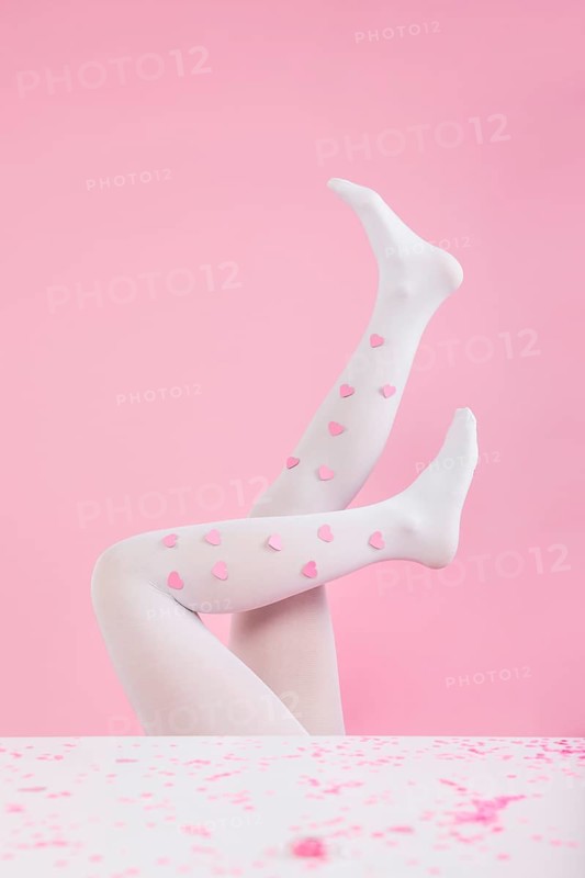 Legs tights with paper hearts