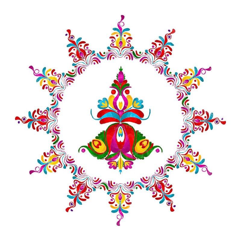 Watercolor Hungarian embroidery symbol over white background