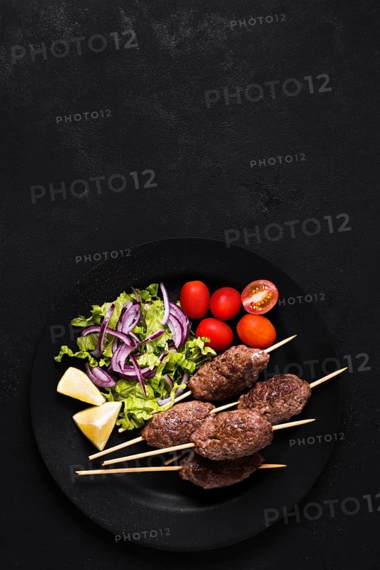 Delicious arabic fast food meat skewers