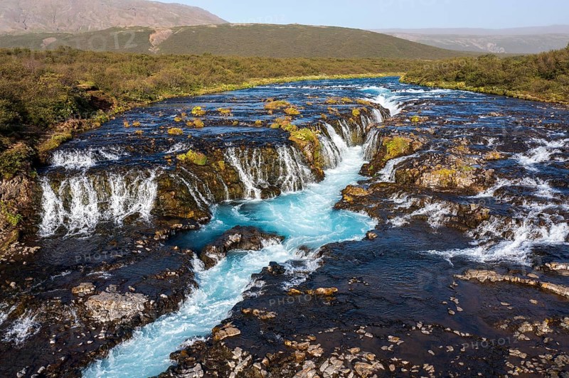 Bruarfoss waterfall in summer