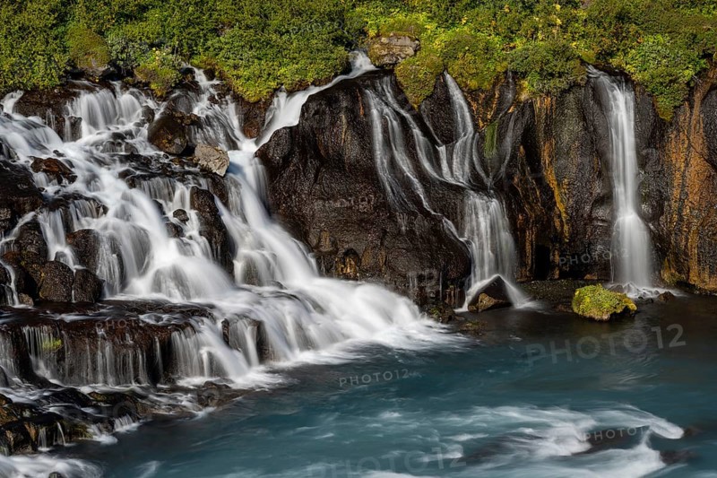Hraunfossar Waterfalls with Hvita River
