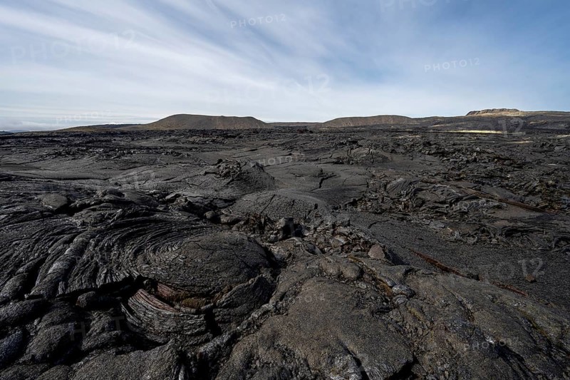 Fagradalsfjall volcano and cooled lava