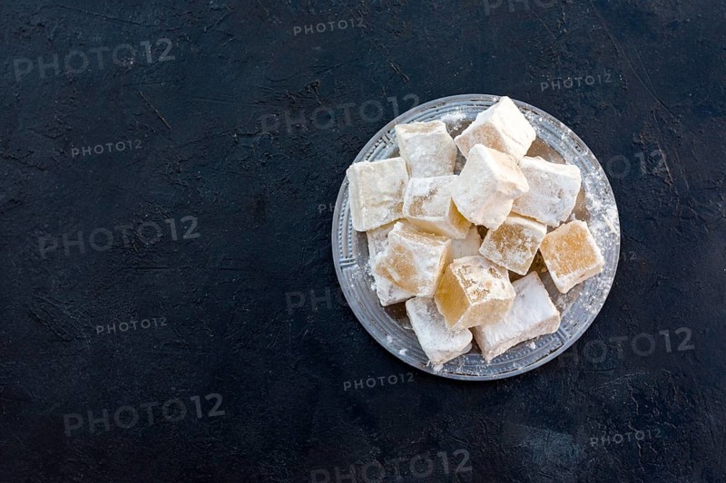 Sweet turkish delight black table