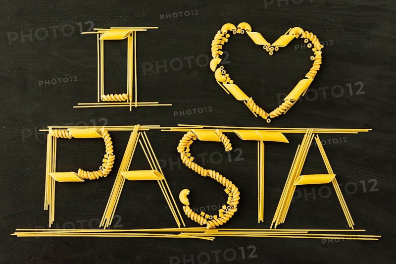 I love pasta text black background
