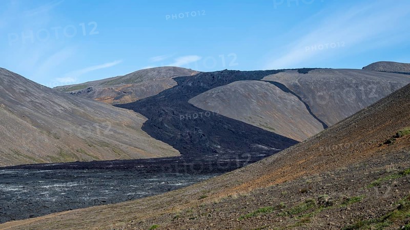 Fagradalsfjall volcano and cooled lava