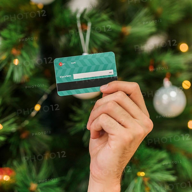 Man holding plastic credit card hand