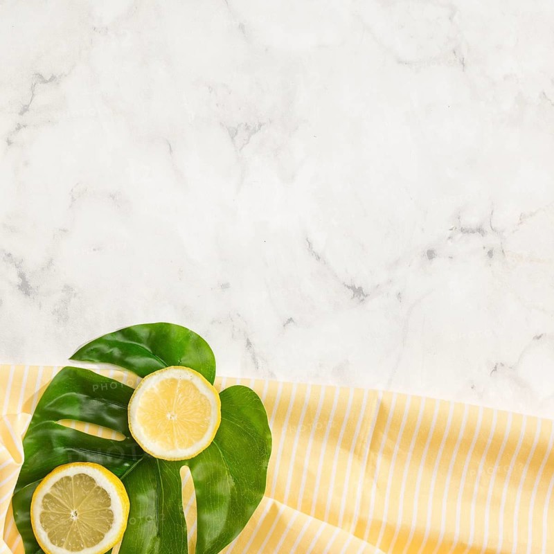 Lemon monstera leaf with copy space