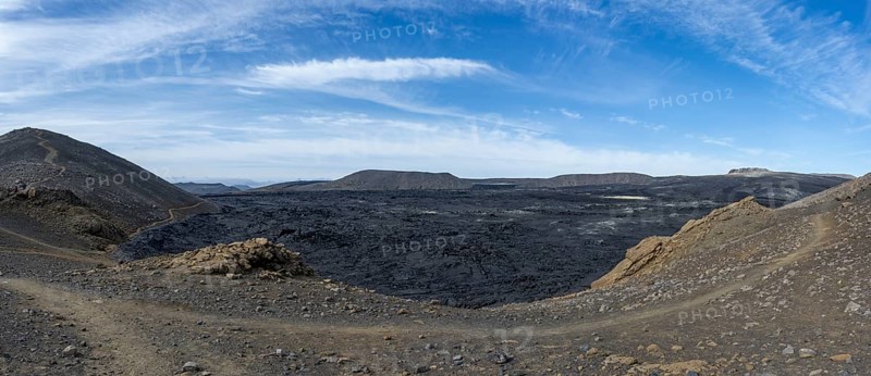 Fagradalsfjall volcano and cooled lava