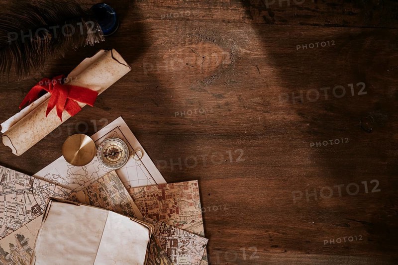 Vintage desk concept with copyspace right
