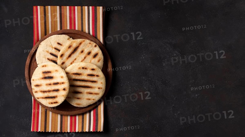 Arepas plate with copy space