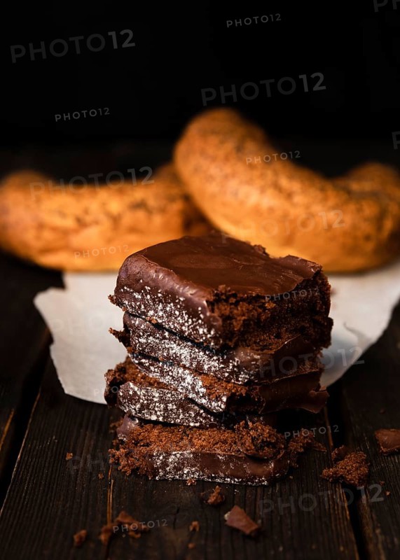 Close up tasty homemade brownies