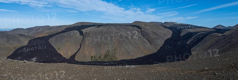 Fagradalsfjall volcano and cooled lava