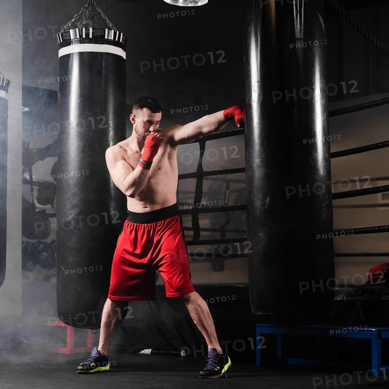 Man training boxing competition