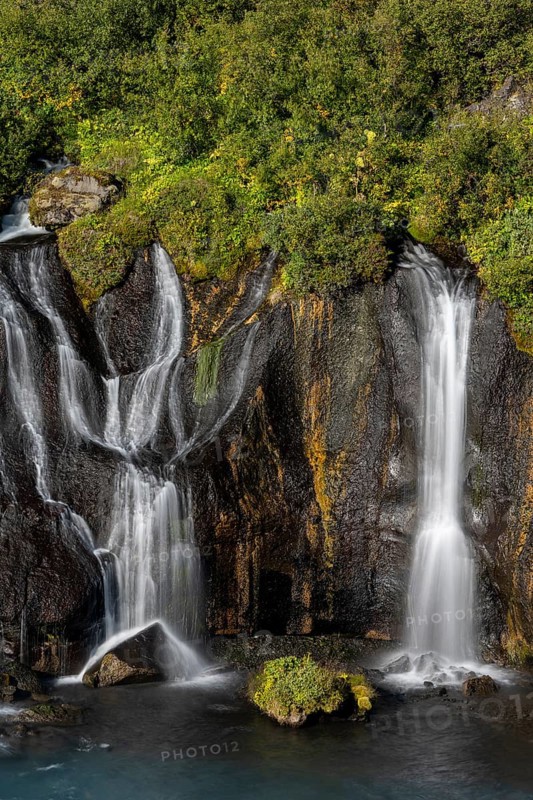 Hraunfossar Waterfalls with Hvita River