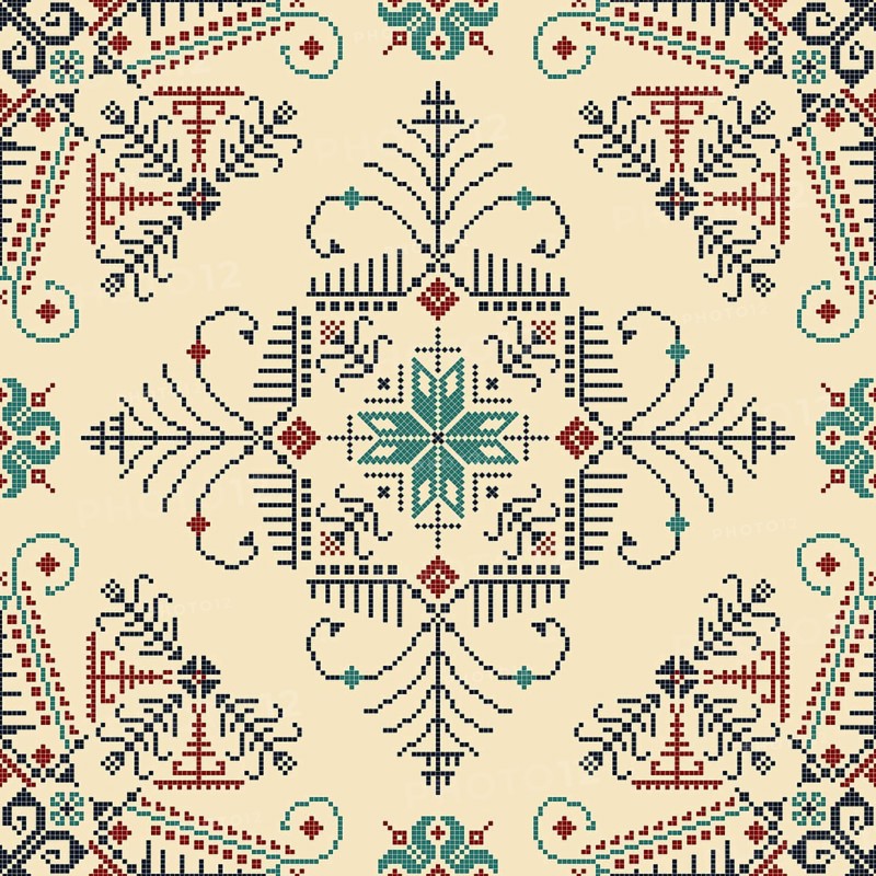 Traditional Latvian embroidery seamless pattern
