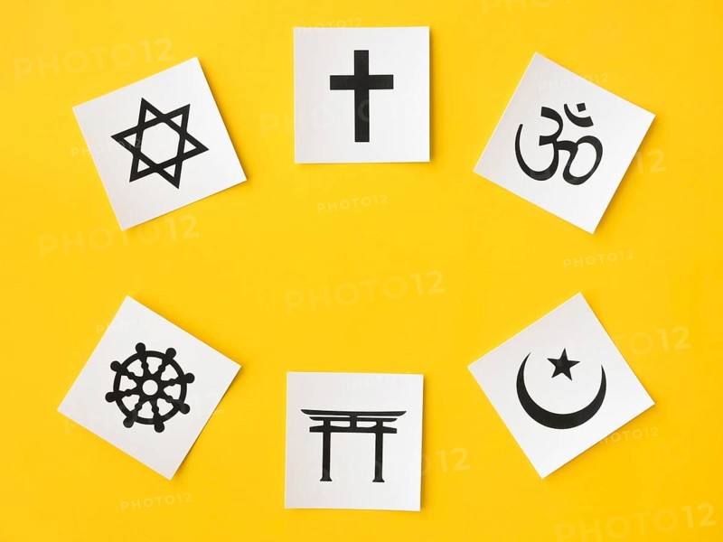 Top view religious symbols