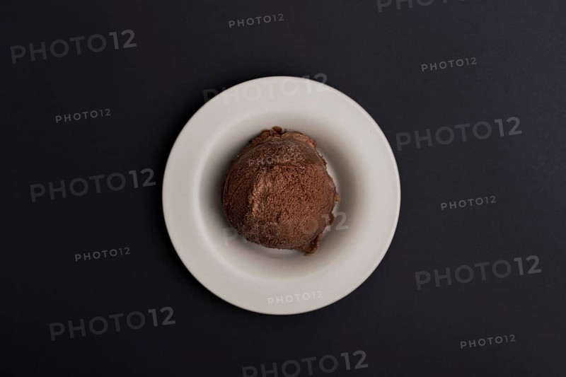 Plate with chocolate ice cream
