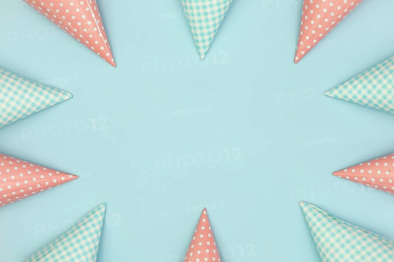Top view frame with party hats copy space