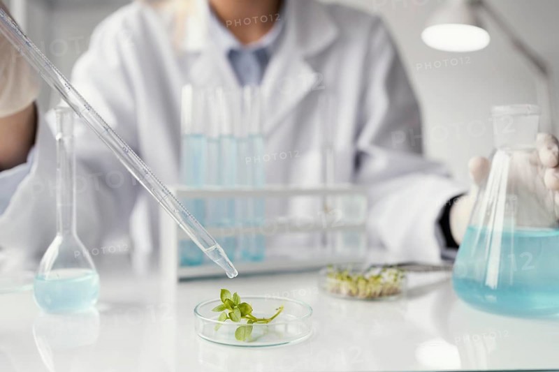 Researcher with pipette