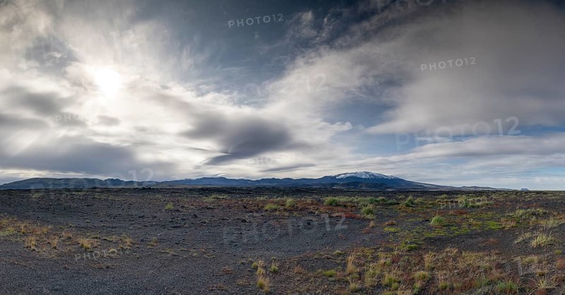 Landscape around snow-covered volcano Hekla