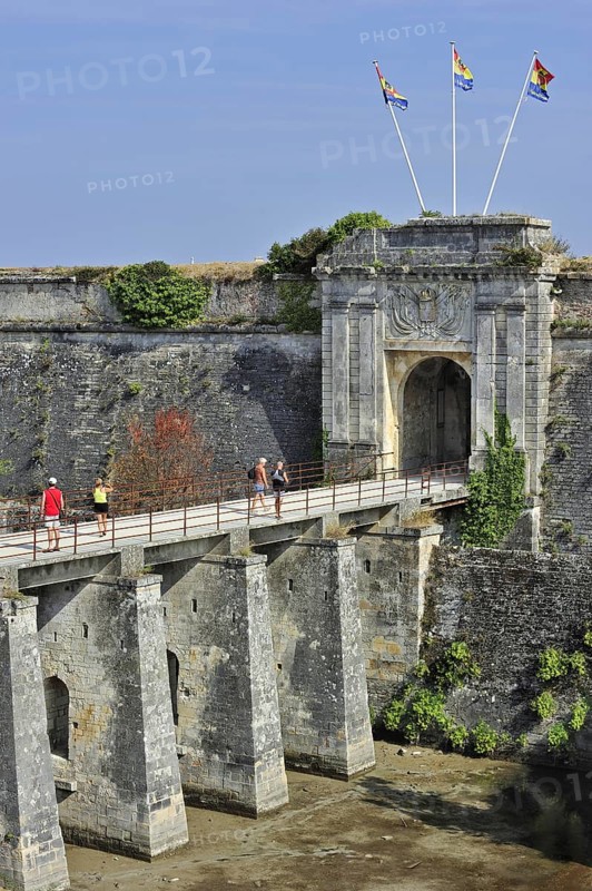 The entrance gate Porte Royale of the citadel at Le Chateau-d'Oleron on the island Ile d'Oleron