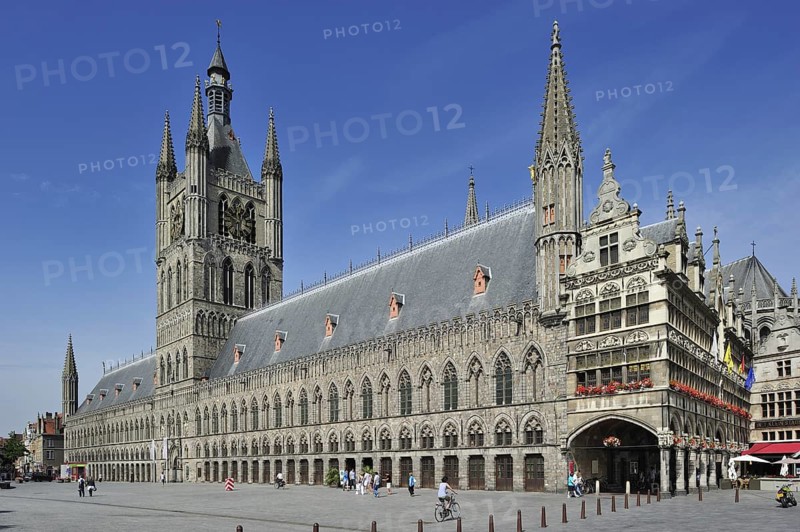 The Grand Place with Cloth Hall and belfry at Ypres