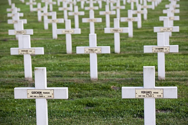 French graves on the First World War One cemetery Cimetiere National Francais de Saint-Charles de Potyze near Ypres