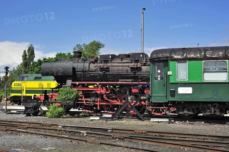 Steam train at the depot of the Chemin de Fer a Vapeur des Trois Vallees at Mariembourg