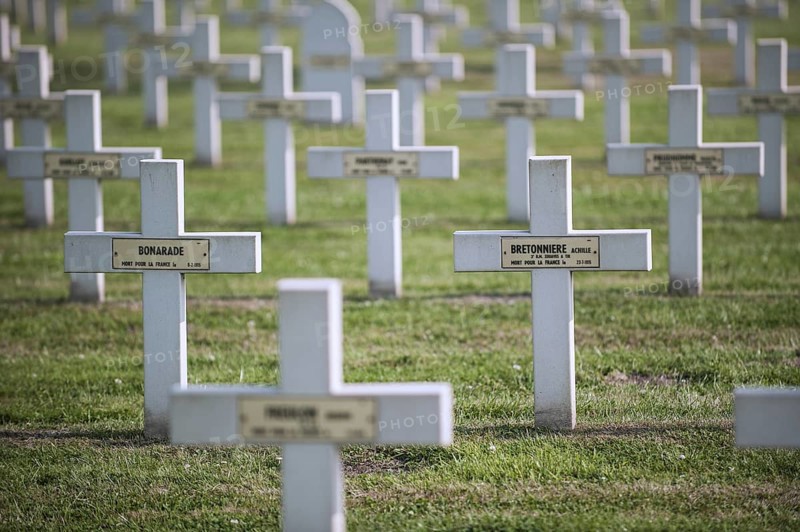 French graves on the First World War One cemetery Cimetiere National Francais de Saint-Charles de Potyze near Ypres