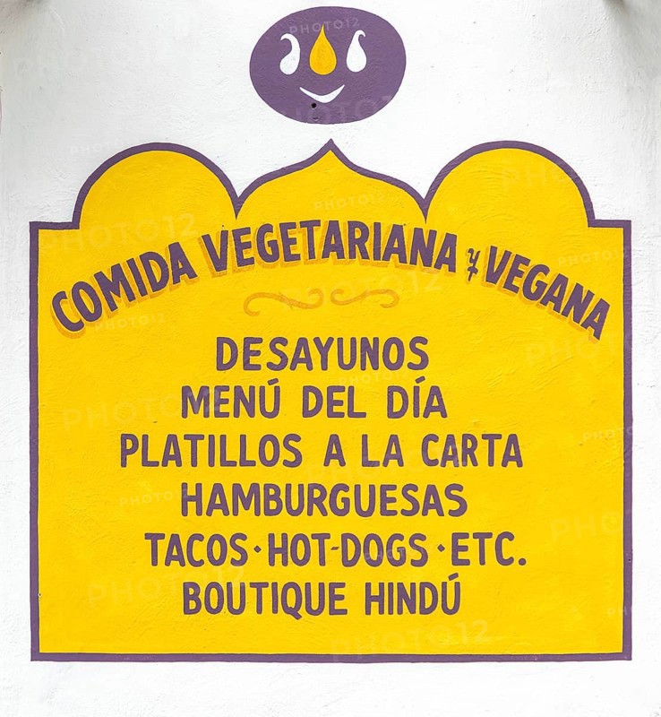 Painted wall sign for vegetarian and vegan restaurant food