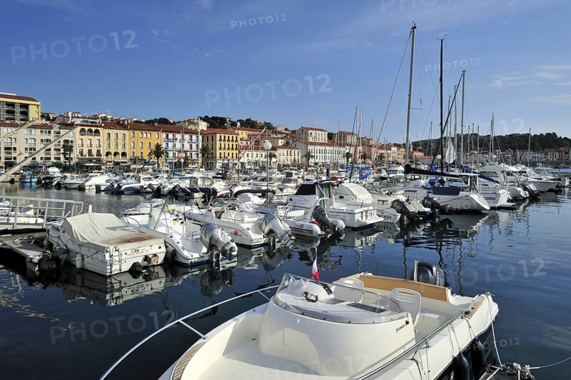Motorboats and sailing boats in the harbour of Port-Vendres