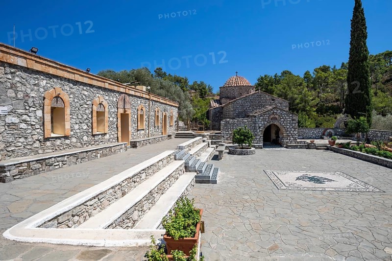 Pebble mosaic in front of Moni Thari Monastery near Laerma from the 12th century