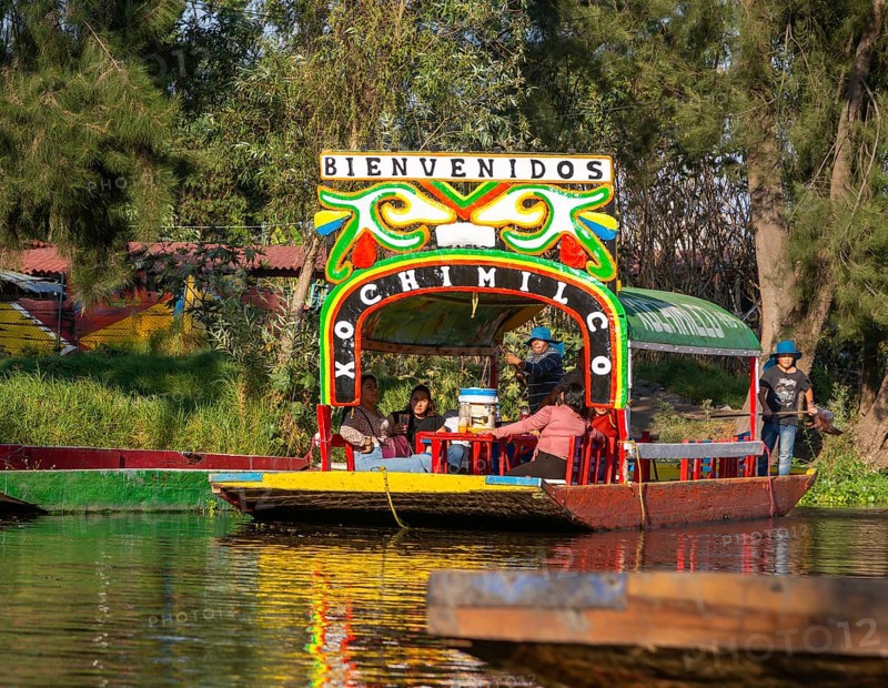 Popular tourist attraction boating Xochimiloco