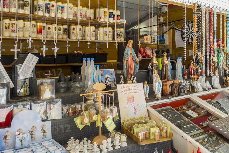 Shop selling religious souvenirs and candles near the Basilica of Scherpenheuvel
