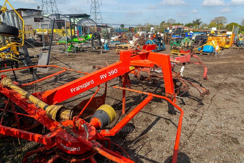 Secondhand agricultural equipment and machinery in yard for auction