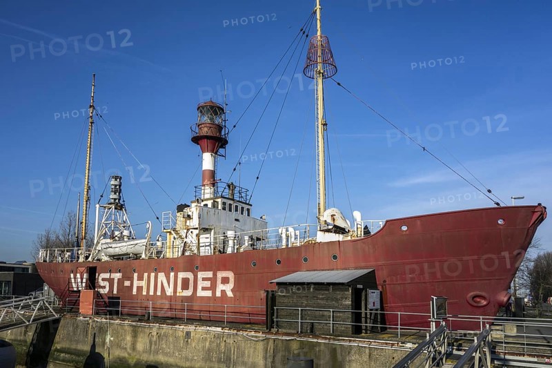 The lightship Westhinder II at the Seafront Maritime Theme Park in Zeebrugge