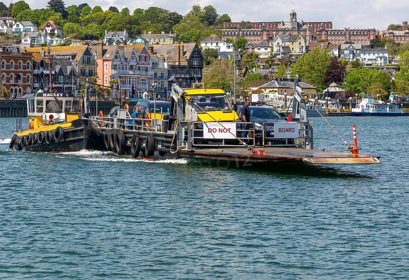 Vehicle ferry crossing River Dart estuary from Dartmouth to KIngswear