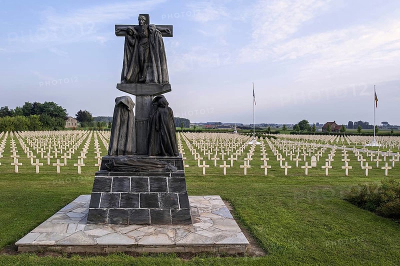 Statue Calvaire breton at the French First World War One cemetery Cimetiere National Francais de Saint-Charles de Potyze near Ypres