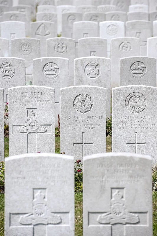 British graves at the Lijssenthoek Military Cemetery