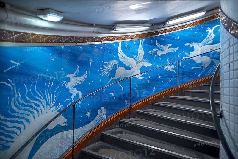 Staircase in the Metro station Abbesses designed with Pegasus depictions