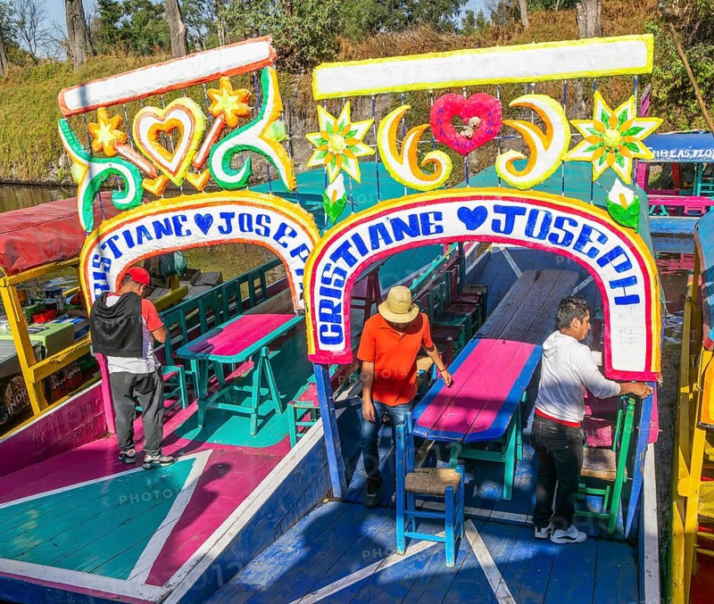 Popular tourist attraction boating Xochimiloco