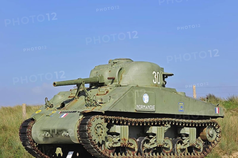 Second World War Sherman tank as monument near Utah Beach