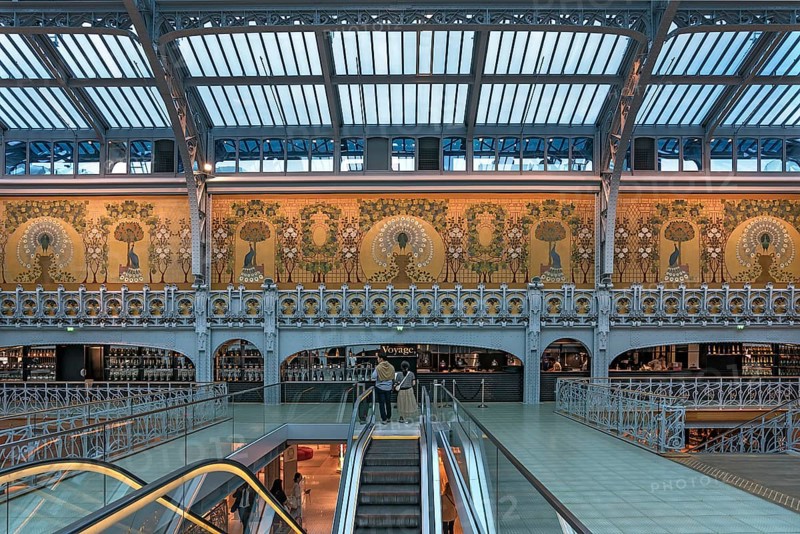 View of the restaurant kitchen on the top floor of the exclusive department stores' La Samaritaine