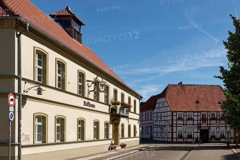 Town Hall and Ratskeller in the street Kleiner Markt in Osterburg