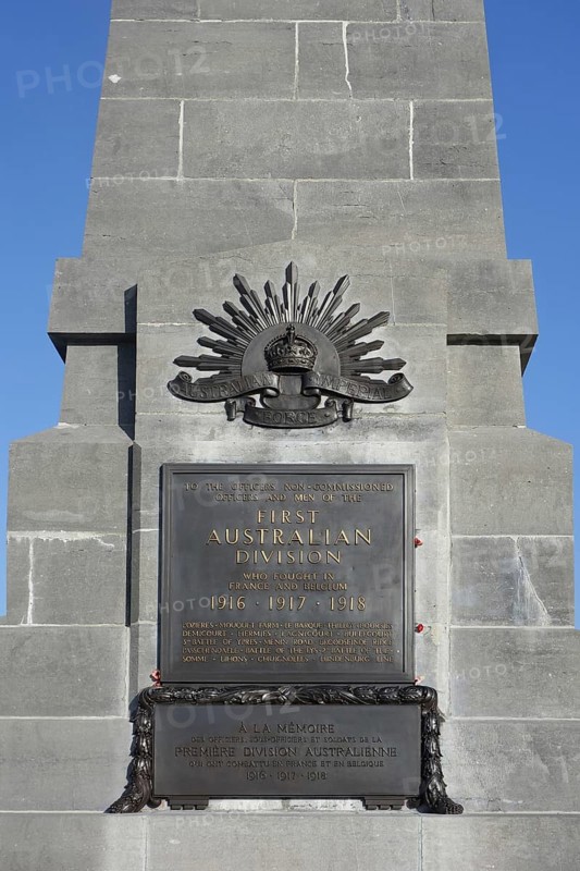 World War One First Australian Division memorial at the Pozieres Ridge