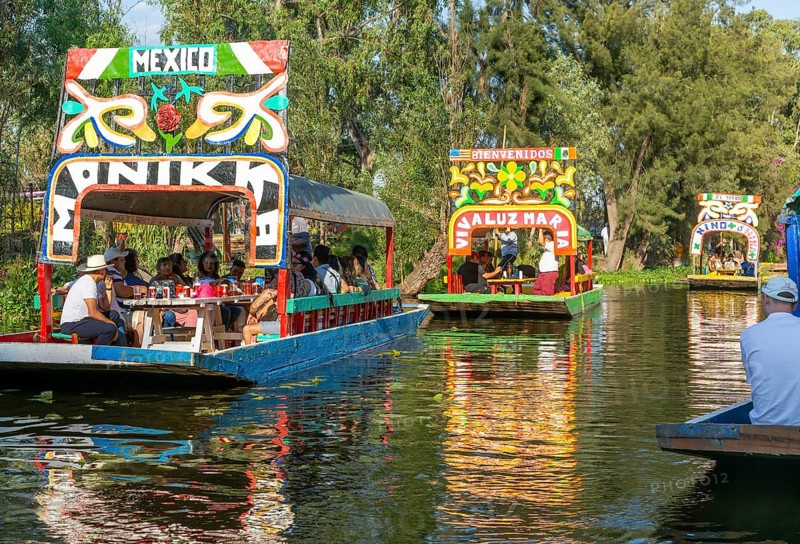 Popular tourist attraction boating Xochimiloco